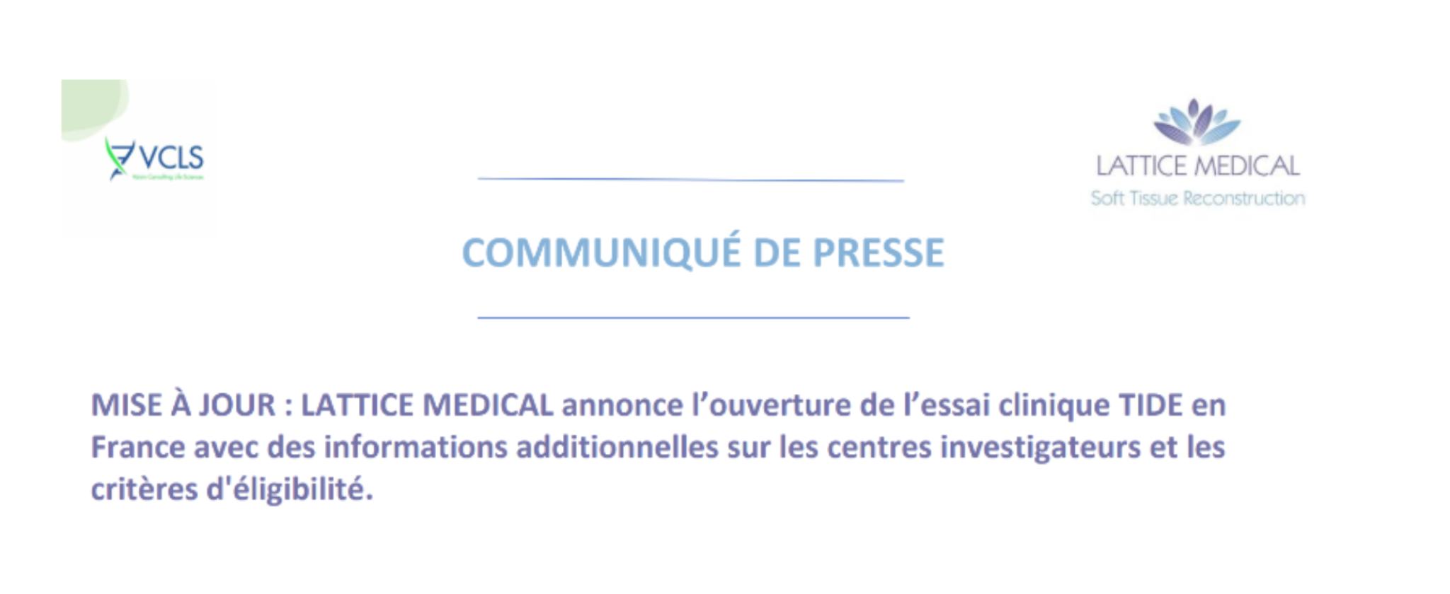 Mise à jour - Communiqué de presse essai TIDE France